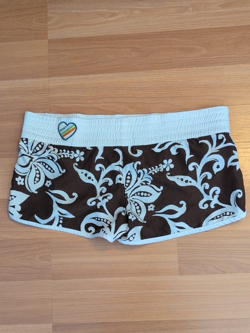 Roxy Women’s Floral Print Board Shorts in Brown and White - Picture 2 of 7